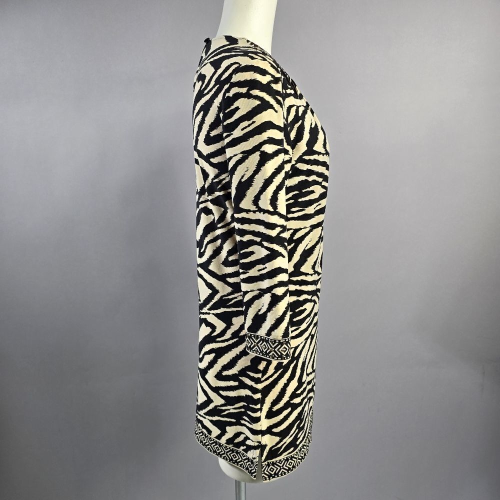 Joseph Ribkoff Black and Cream Patterned Top R5 - Picture 3 of 5